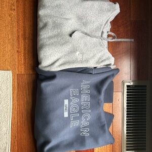 Nike Gray Hoodie and Navy American Eagle Hoodie